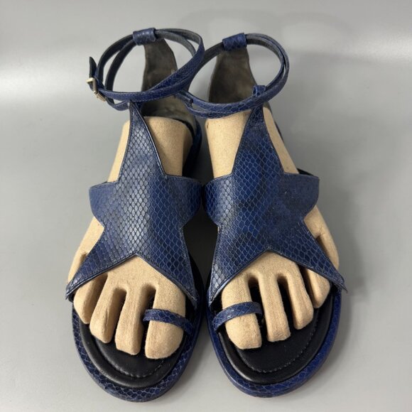Brian Atwood Caterina Blue Leather Sandals, Size 8 - Picture 4 of 12